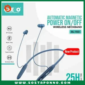 Geeoo Automatic Magnetic Power ON/OF Wireless Neckband IFR-554 1. Talk Time: 25h 2. Bluetooth Version: V5.3 3. Comfortable 4. Microphone 5. Touch Control