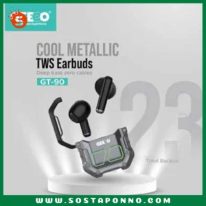 Geeoo Cool Metallic TWS Earbuds Deep Bass IFR-797 1. 5h Buds Backup 2. 18h Case Backup 3. 23h Total Backup 4. Intelligent Touch