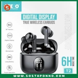 Geeoo Digital Display True Wireless Earbuds T2 GT2020 IFR-64 1. Digital Display 2. Waterproof 3. 6h Music Time 4. Intelligent Touch