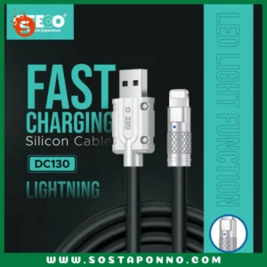 Fast Charging Silicone (Lightning) Cable 1M Long 3A Safe Charge 1. High quality liquid silicone 2. Intelligent device recognition 3. Supports: 3A max 4. LED Light Function