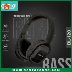 Geeoo Pure Bass ANC Wireless Headset Damping Material BL120 GT2001 1. Play Time: 6h 2. Built-in mic with echo cancellation 3. Noise Reduction 4. Over-Ear Design