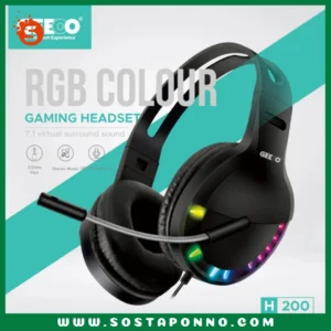 Geeoo RGB Colour Gaming Headphone with 3D Sound H200 GT2003 1. 7.1 virtual surround sound 2. T2.4 GHz wireless and 3.5mm 3. 3D sound 4. Cord: 1.2M 5. Type: Open Air