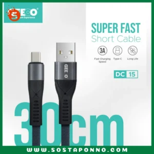Super Fast Charging (Type-C) 30CM Short Cable 3A Safe Charge 1. Charge your Mobile and Tab Safely with high transmission speed 2. Combine the function of data transmission and charging