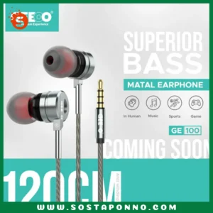 Geeoo Superior Bass Metal Earphone X100 GT2021 1. Connector: 3.5mm audio jack 2. Driver Unit: Dynamic driver 3. Frequency Response: 20Hz - 20kHz 4. Impedance: 32 ohms 5. Cable Length: 1.2 meters