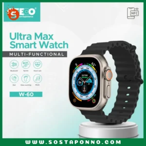 Geeoo Ultra Max Multi-functional Smart Watch W60 GT4006 IFR-53 1. Wireless Charging 2. Bluetooth call and Bluetooth music 3. Activity tracker and notifications 4. Includes Smart watch, band, charging cable, and user manual