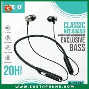 Geeoo Wireless Neckband (25hours+ Backup) BL108 Pro GT2004 1. Talk Time: 25h+ 2. Music Time: 25h+ 3. Bluetooth Version: V5.0 4. Microphone & Exclusive Bass 5. Bend at any angle