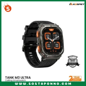 KOSPET TANK M3 Ultra Calling Rugged Smartwatch with GPS  IFR- GT2 Military Certification: US MIL-STD 810H (15 items) Bangla support BT Calling Waterproof Ratings: 5ATM & IP69K (supports swimming and diving) Rugged Design: Original rugged design, global patent registered Tempered Glass: 3rd generation Corning Gorilla Glass GPS: Dual-band (L1+L5), 6 satellite positioning system Sports Modes: 170+ modes with smart recognition Battery Life: Standby 50 days, Daily Use 10-15 days, Always-On 2-3 days 2 Years Warrant