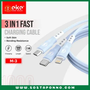 Meke 3 in 1 Super Fast Charging Cable 1M Long IFR-543 1. Material: wire TPE core wire enamelled copper 43 × 2 15 x 2 copper wire Apple ten material with four core data 2. Output: DC5V / 5A 3. Support interface: Lightning, Micro / Type-C