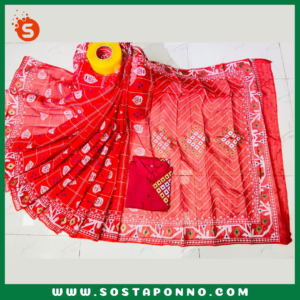 কাপল সেট (শাড়ি এবং পাঞ্জাবি) বিবরণ: এই কাপল সেট(শাড়ি এবং পাঞ্জাবি) বিশেষভাবে ডিজাইন করা হয়েছে, যা আপনার এবং আপনার প্রিয়জনের পোশাকের মধ্যে একটি ঐক্যপূর্ণ সৌন্দর্য যোগ করবে। পারিবারিক অনুষ্ঠান, বিশেষ দিন বা উৎসব—যেকোনো আয়োজনে আপনি এবং আপনার সঙ্গী এই সেটটি পরে হয়ে উঠবেন নজরকাড়া। এই সেটটিতে রয়েছে একটি ধুপিয়ান সিল্কের শাড়ি এবং ধুপিয়ান কটনের পাঞ্জাবি, যা স্টাইল এবং মানের সমন্বয় ঘটিয়েছে, এবং দীর্ঘ সময় ধরে আরাম প্রদান করবে। বৈশিষ্ট্য: শাড়ি: এই ধুপিয়ান সিল্ক শাড়িটি তার দীর্ঘ ১২ হাত দৈর্ঘ্যের জন্য বিশেষভাবে প্রশংসিত। এতে স্কিনপ্রিন্টের কাজ করা হয়েছে, যা শাড়িটিকে আরও চিত্তাকর্ষক করে তোলে এবং যেকোনো অনুষ্ঠানে পরার জন্য একদম পারফেক্ট। পাঞ্জাবি: পুরুষদের জন্য আরামদায়ক এবং স্টাইলিশ ধুপিয়ান কটনের পাঞ্জাবি, যা পোশাকে এনে দেয় বিশুদ্ধ বাঙালি ঐতিহ্যের ছোঁয়া। এটি ধুপিয়ান কটনের হওয়ায় দীর্ঘক্ষণ পরলেও বেশ আরামদায়ক অনুভূতি দেবে। কালার গ্যারান্টি: কাপড়ের মানের প্রতি আমাদের সম্পূর্ণ প্রতিশ্রুতি রয়েছে, তাই এই সেটের রঙ থাকবে উজ্জ্বল এবং অক্ষয়। বারবার ধোওয়ার পরেও রঙ থাকবে প্রায় নতুনের মতো। এই কাপল সেটটি আপনাকে এবং আপনার সঙ্গীকে দিবে এক অনন্য বৈচিত্র্যময় এবং স্টাইলিশ লুক। বিশেষ মুহূর্তগুলোকে আরও সুন্দর ও স্মরণীয় করে তুলতে এখনই অর্ডার করুন এই এক্সক্লুসিভ কাপল সেটটি। বিশেষ উল্লেখ: এই শাড়ি ও পাঞ্জাবির সেটটি বাঙালি ঐতিহ্যের এক অসাধারণ মেলবন্ধন। আপনার জীবনের বিশেষ দিনগুলোতে এটি হয়ে উঠতে পারে আপনার স্টাইলের এক অনন্য সংযোজন।