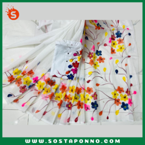 কাপল সেট (শাড়ি এবং পাঞ্জাবি) বিবরণ: এই কাপল সেট(শাড়ি এবং পাঞ্জাবি) বিশেষভাবে ডিজাইন করা হয়েছে, যা আপনার এবং আপনার প্রিয়জনের পোশাকের মধ্যে একটি ঐক্যপূর্ণ সৌন্দর্য যোগ করবে। পারিবারিক অনুষ্ঠান, বিশেষ দিন বা উৎসব—যেকোনো আয়োজনে আপনি এবং আপনার সঙ্গী এই সেটটি পরে হয়ে উঠবেন নজরকাড়া। এই সেটটিতে রয়েছে একটি ধুপিয়ান সিল্কের শাড়ি এবং ধুপিয়ান কটনের পাঞ্জাবি, যা স্টাইল এবং মানের সমন্বয় ঘটিয়েছে, এবং দীর্ঘ সময় ধরে আরাম প্রদান করবে। বৈশিষ্ট্য: শাড়ি: এই ধুপিয়ান সিল্ক শাড়িটি তার দীর্ঘ ১২ হাত দৈর্ঘ্যের জন্য বিশেষভাবে প্রশংসিত। এতে স্কিনপ্রিন্টের কাজ করা হয়েছে, যা শাড়িটিকে আরও চিত্তাকর্ষক করে তোলে এবং যেকোনো অনুষ্ঠানে পরার জন্য একদম পারফেক্ট। পাঞ্জাবি: পুরুষদের জন্য আরামদায়ক এবং স্টাইলিশ ধুপিয়ান কটনের পাঞ্জাবি, যা পোশাকে এনে দেয় বিশুদ্ধ বাঙালি ঐতিহ্যের ছোঁয়া। এটি ধুপিয়ান কটনের হওয়ায় দীর্ঘক্ষণ পরলেও বেশ আরামদায়ক অনুভূতি দেবে। কালার গ্যারান্টি: কাপড়ের মানের প্রতি আমাদের সম্পূর্ণ প্রতিশ্রুতি রয়েছে, তাই এই সেটের রঙ থাকবে উজ্জ্বল এবং অক্ষয়। বারবার ধোওয়ার পরেও রঙ থাকবে প্রায় নতুনের মতো। এই কাপল সেটটি আপনাকে এবং আপনার সঙ্গীকে দিবে এক অনন্য বৈচিত্র্যময় এবং স্টাইলিশ লুক। বিশেষ মুহূর্তগুলোকে আরও সুন্দর ও স্মরণীয় করে তুলতে এখনই অর্ডার করুন এই এক্সক্লুসিভ কাপল সেটটি। বিশেষ উল্লেখ: এই শাড়ি ও পাঞ্জাবির সেটটি বাঙালি ঐতিহ্যের এক অসাধারণ মেলবন্ধন। আপনার জীবনের বিশেষ দিনগুলোতে এটি হয়ে উঠতে পারে আপনার স্টাইলের এক অনন্য সংযোজন।