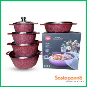 Uakeen Marble Nonstick Cooking Set – 10 Pcs (VK-540)- RED